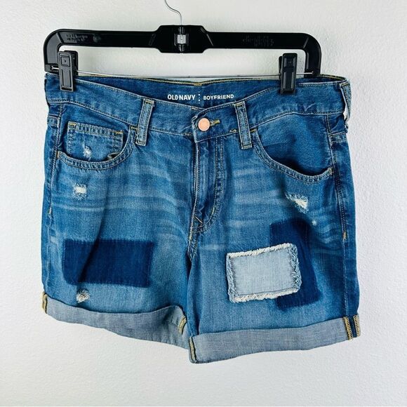 Old Navy Distressed Patchwork Jean Shorts Size 4 - Picture 1 of 3